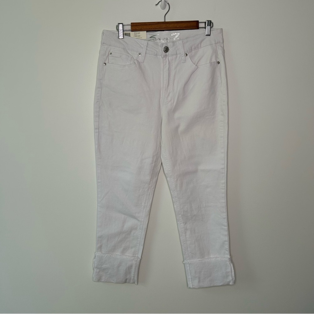 Seven7 Premium Quality Skin Fit High Rise Ankle Cropped Jeans White Size 12